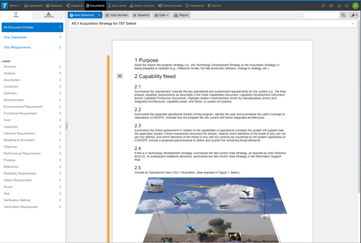 Acquisition Strategy in Innoslates Document View