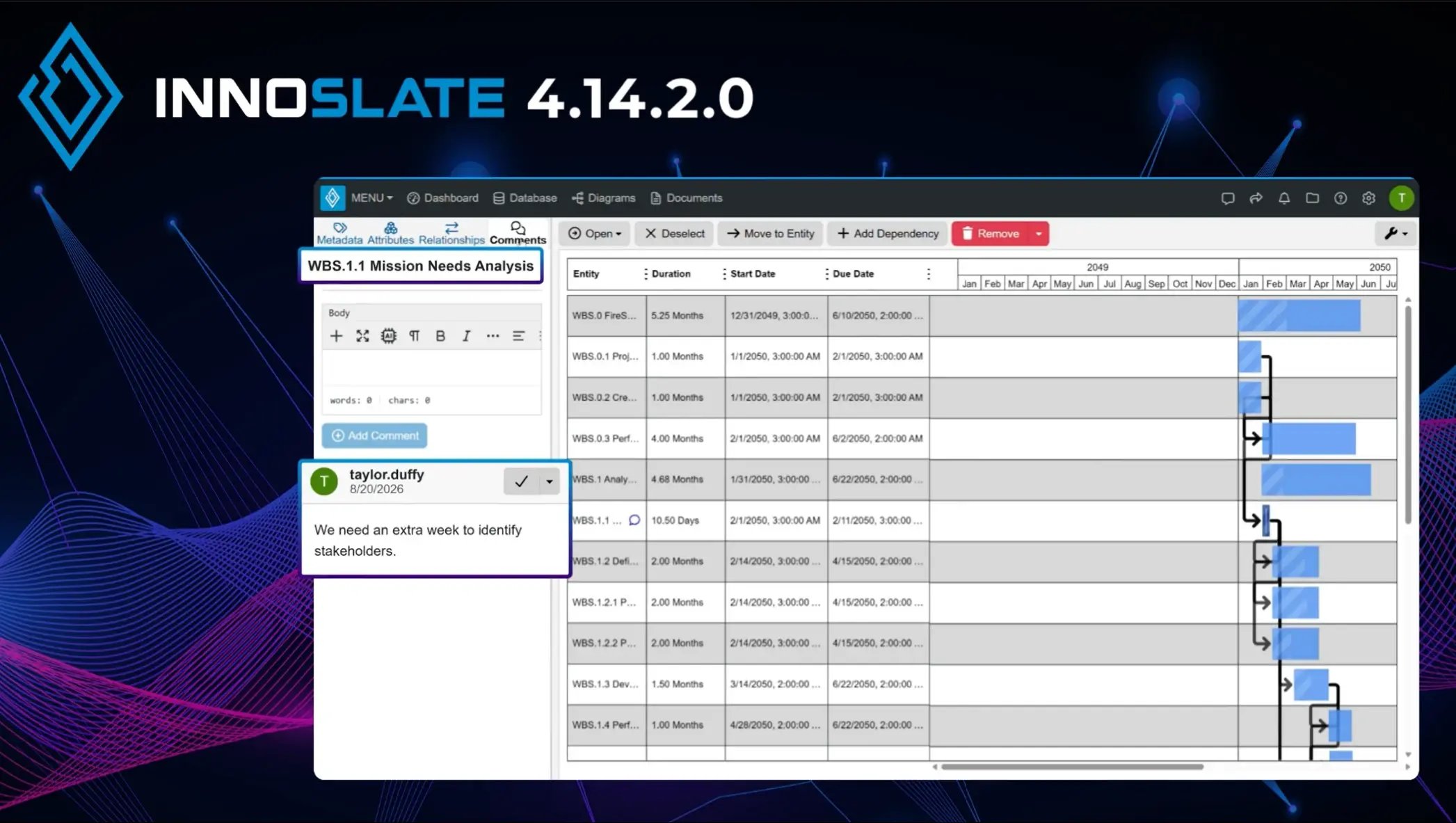 Innoslate 4.14.2.0 Comments