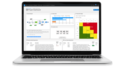 Innoslate Project Dashboard in Laptop