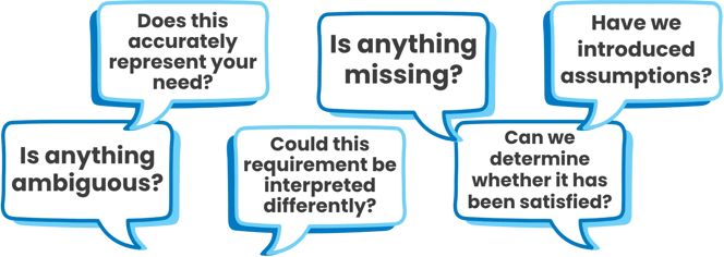 Questions to ask to review the resulting requirements