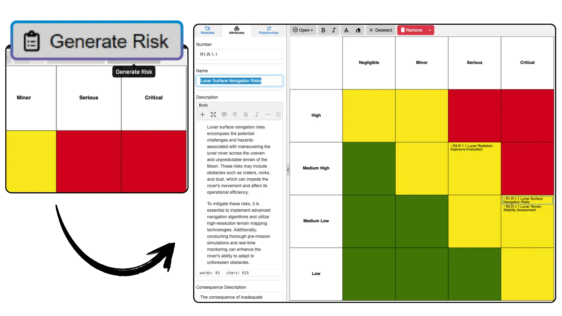 Risk Generation AI in Innoslate screenshot