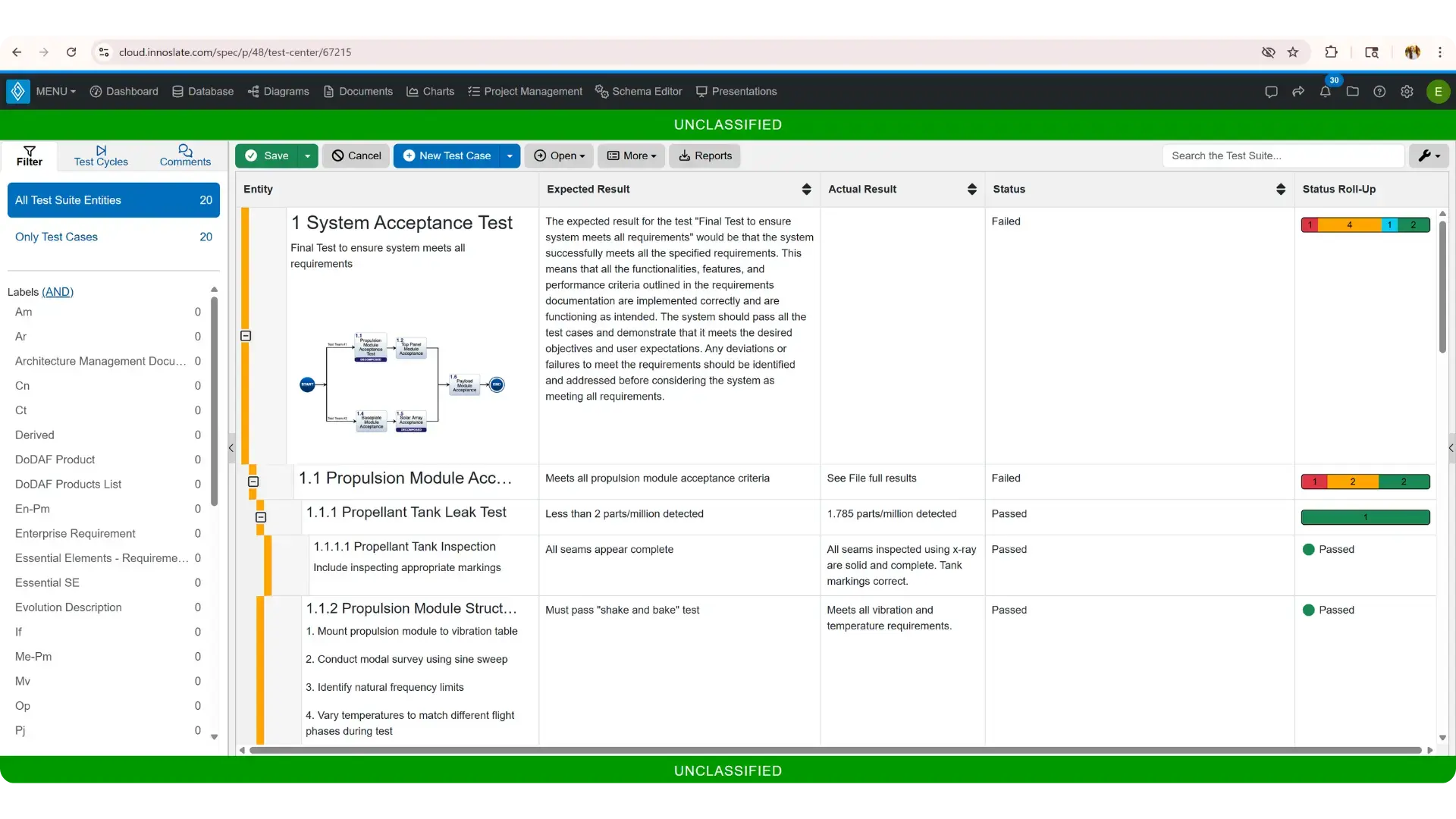 Innoslate Test Center screenshot