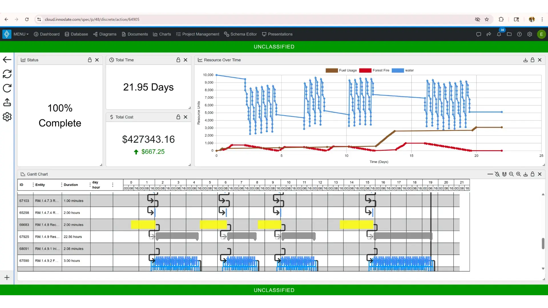 Innoslate Discrete Event Simulator screenshot
